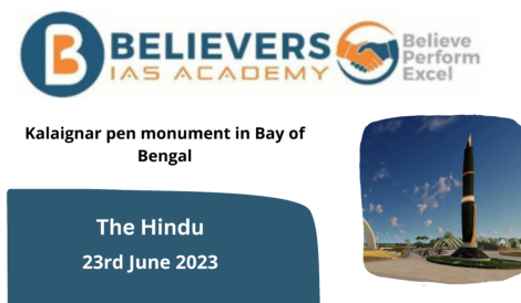 Kalaignar pen monument in Bay of Bengal