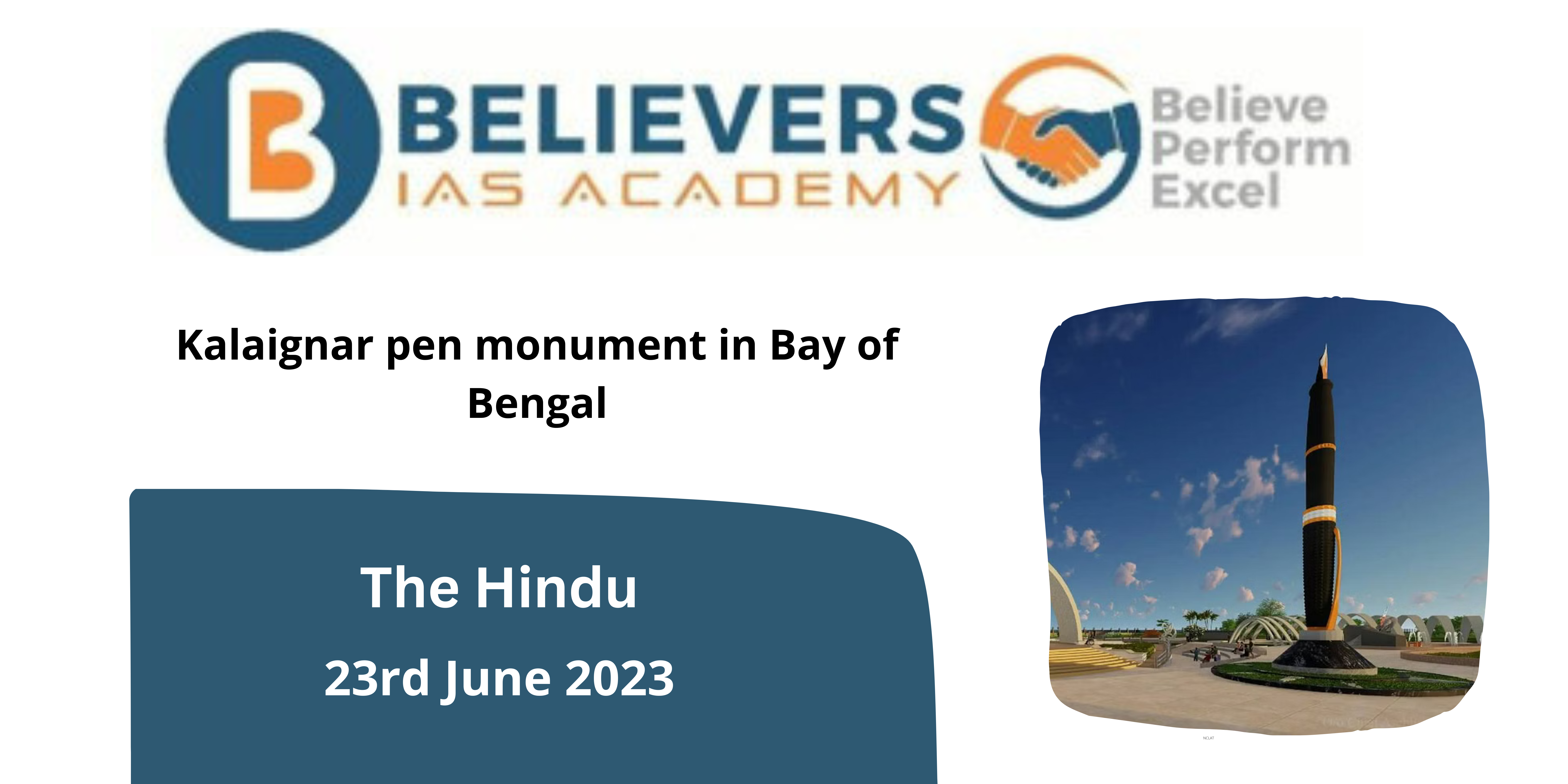 Kalaignar pen monument in Bay of Bengal