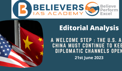 A welcome step : The U.S. and China must continue to keep diplomatic channels open