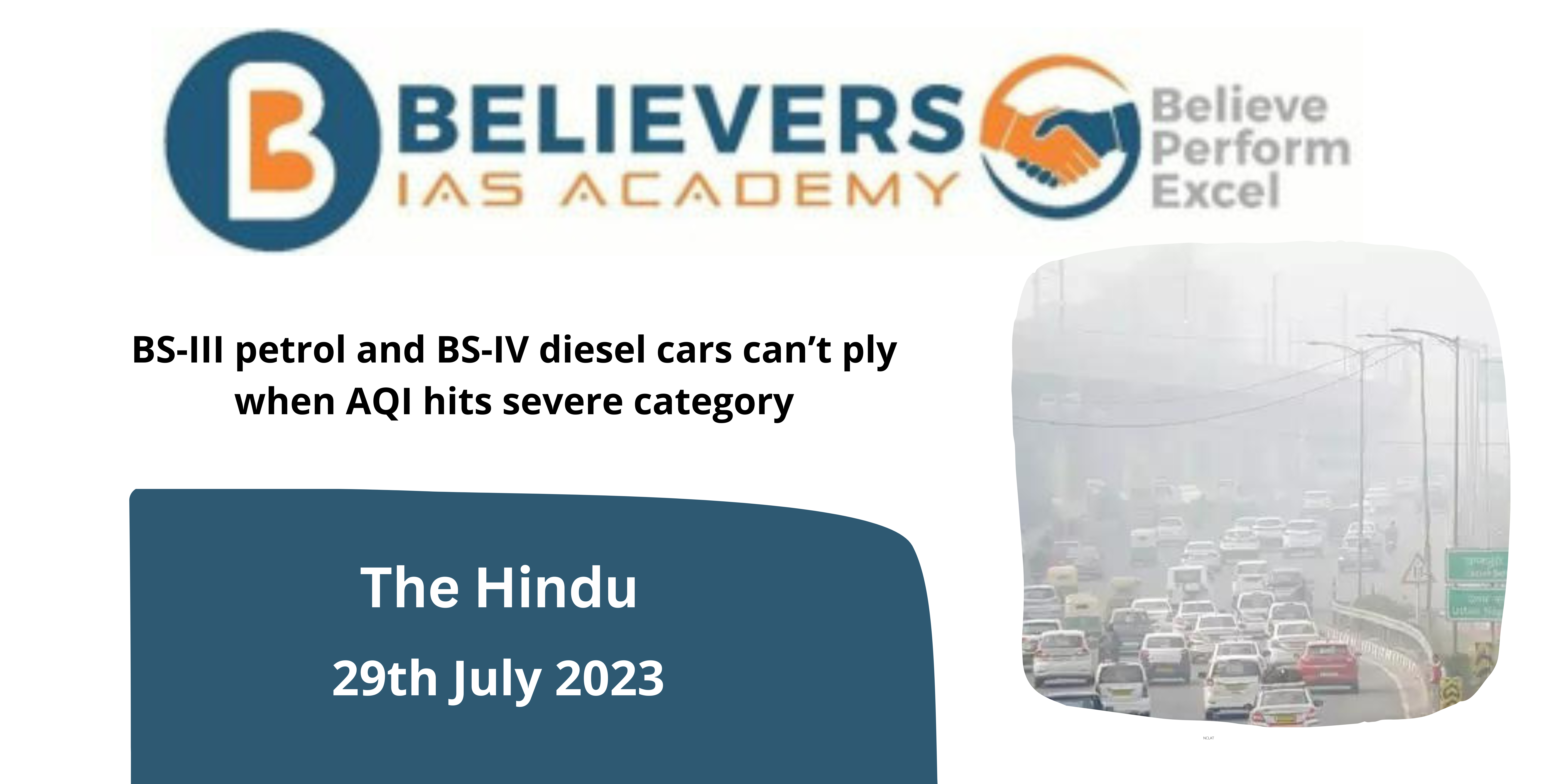 BS-III petrol and BS-IV diesel cars can’t ply when AQI hits severe category