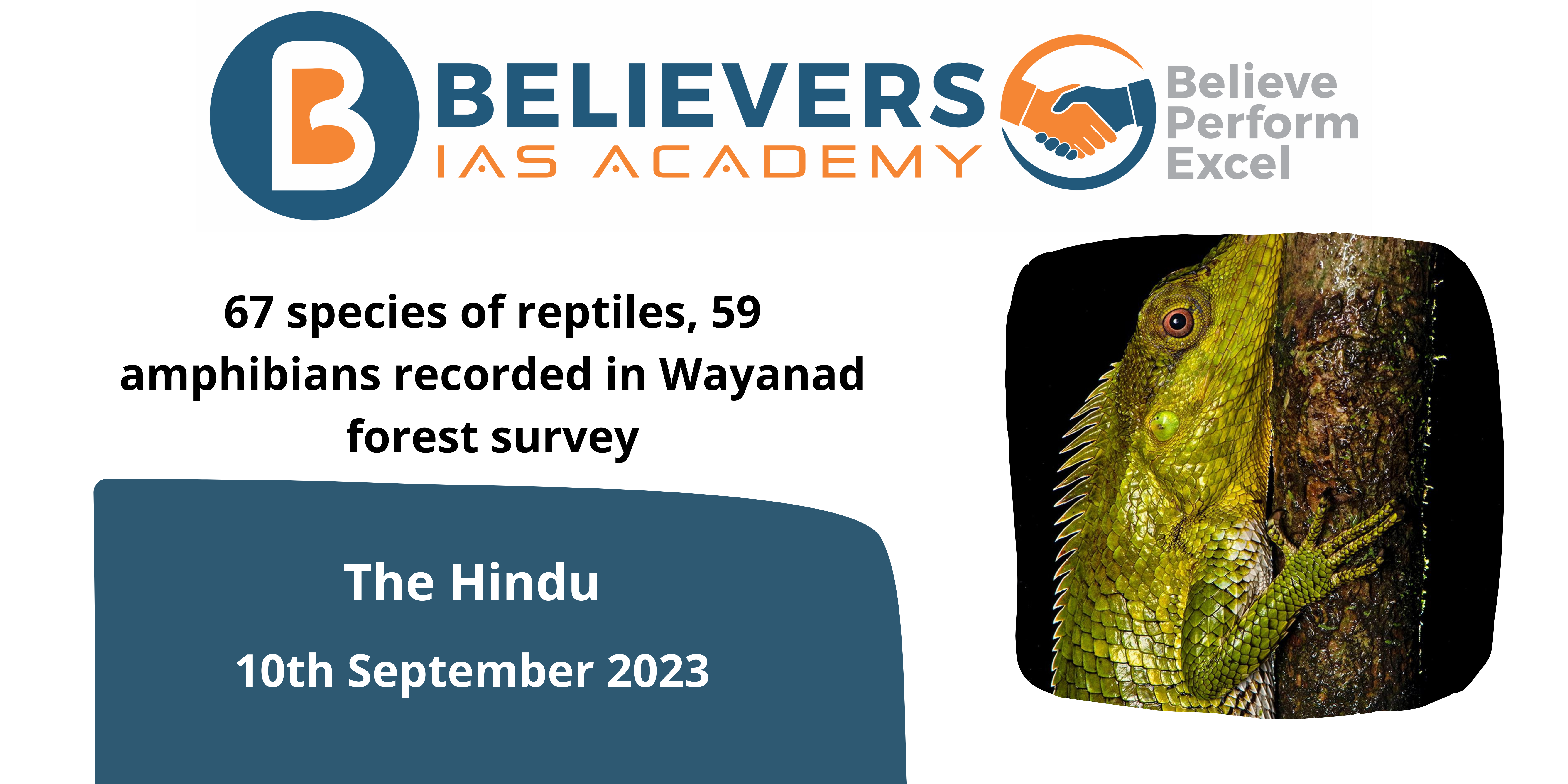 Wayanad Forest Survey: 67 Reptile & 59 Amphibian Species - Believers IAS