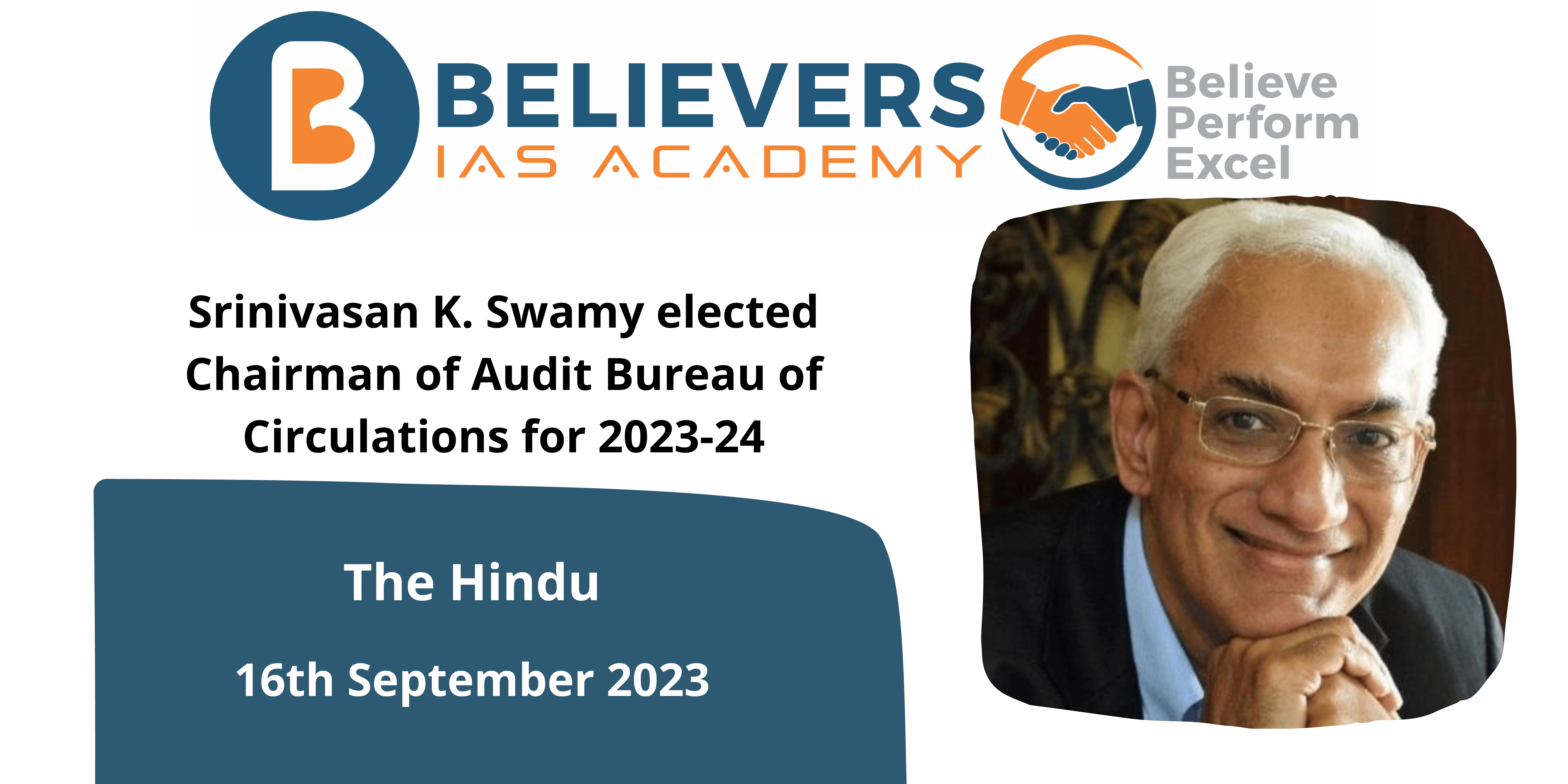 Srinivasan K. Swamy elected Chairman of Audit Bureau of Circulations for 2023-24