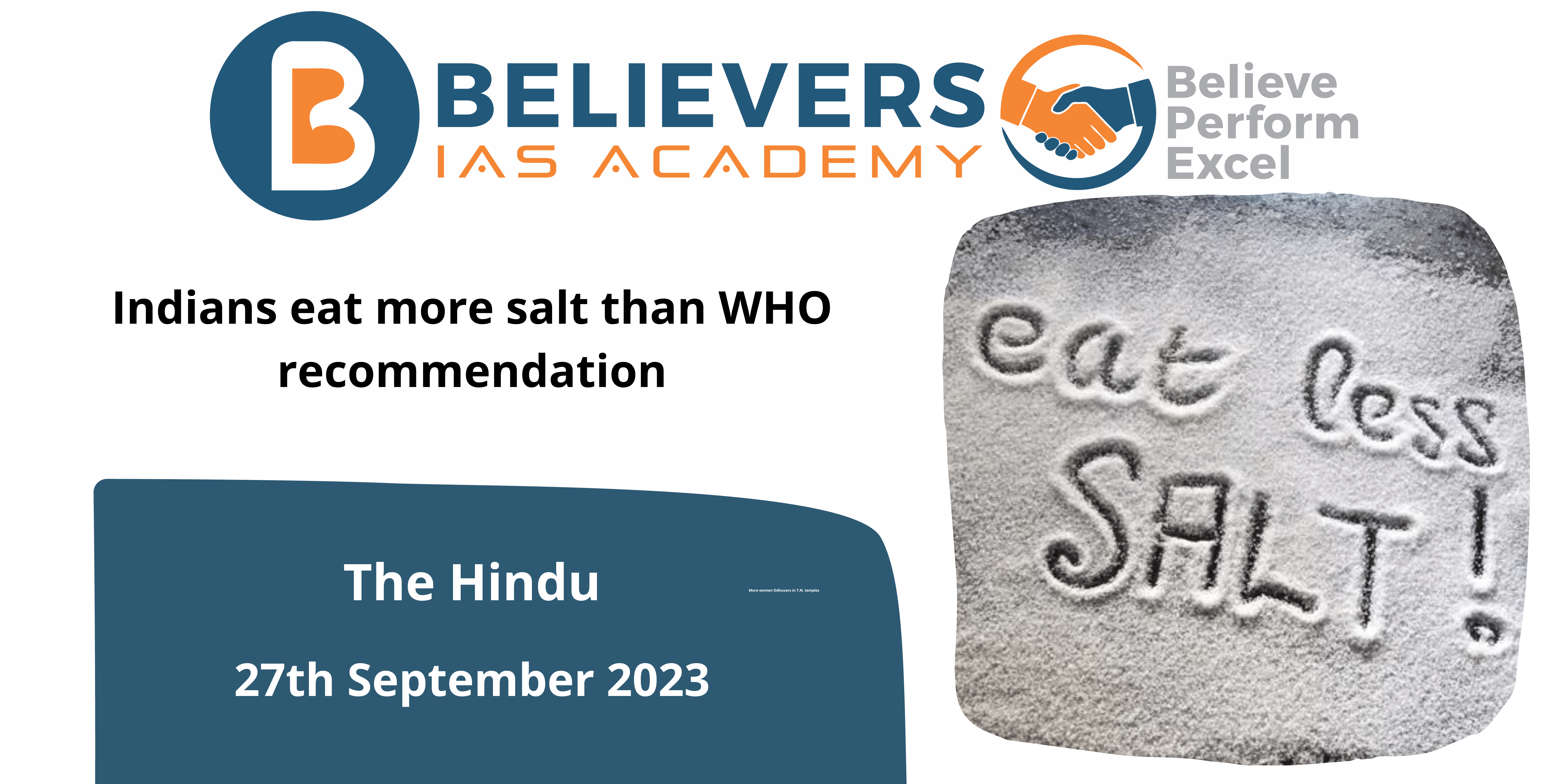 Indians eat more salt than WHO recommendation