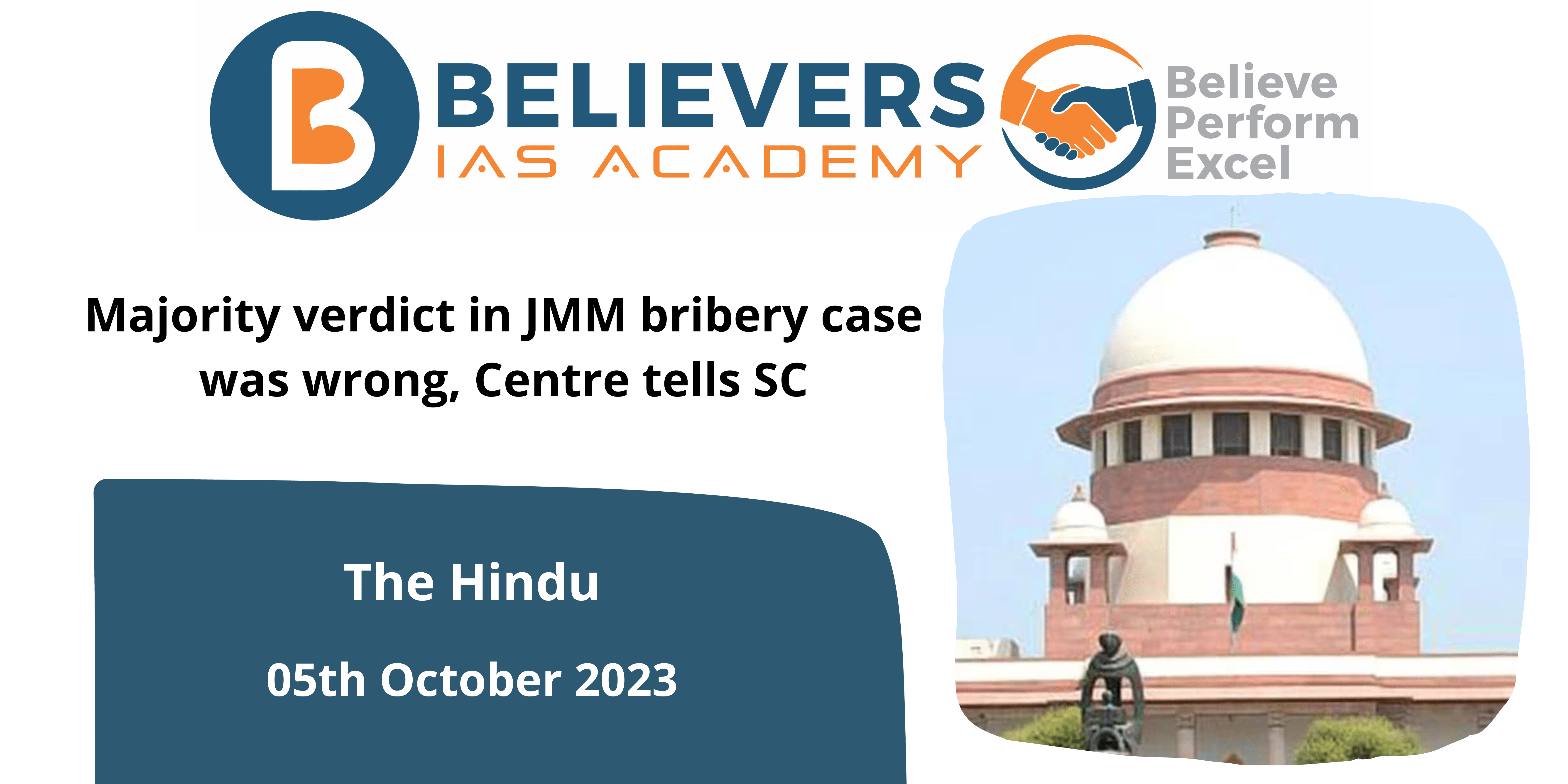 Majority verdict in JMM bribery case was wrong, Centre tells SC